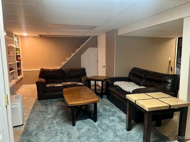 60 Cambridge Rd, Whitestown, NY 13492 - living room featuring stairway and a paneled ceiling