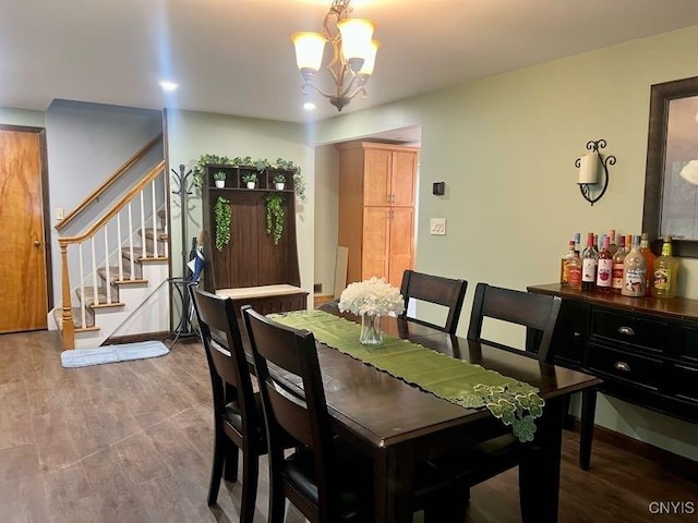 60 Cambridge Rd, Whitestown, NY 13492 - dining room featuring stairway, wood finished floors, and a chandelier
