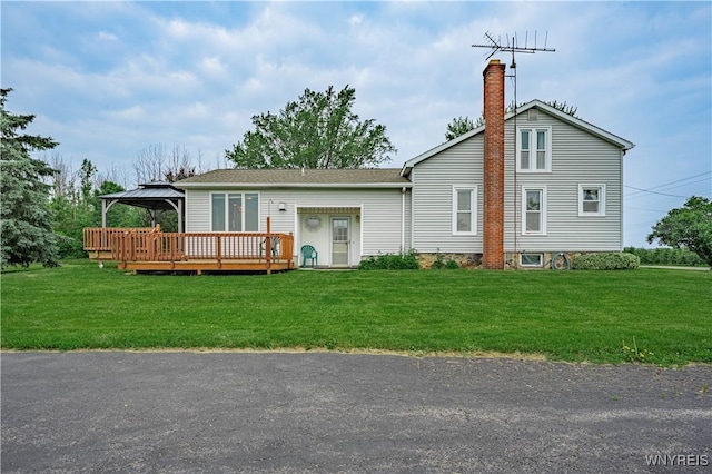 4724 Wilson Burt Rd, Wilson, NY 14172 - rear view of house with a gazebo, a chimney, and a lawn