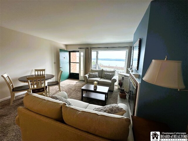 23 Seneca Dr, Chautauqua, NY 14728 - carpeted living room with baseboards