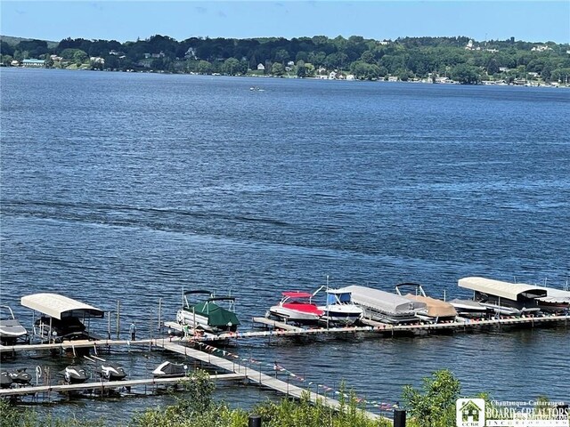 23 Seneca Dr, Chautauqua, NY 14728 - water view with boat lift and a dock