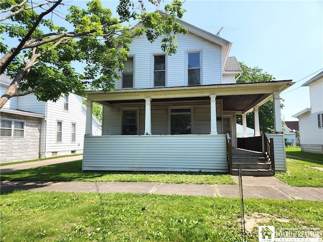 14 N Beagle St, Dunkirk, NY 14048 - view of front of property with covered porch and a front yard