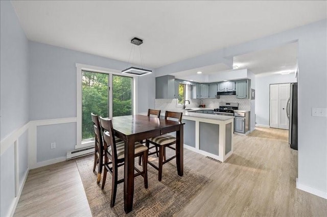 1135 Ridge Rd, Hamden, NY 13782 - dining room featuring light wood-style flooring and a baseboard heating unit