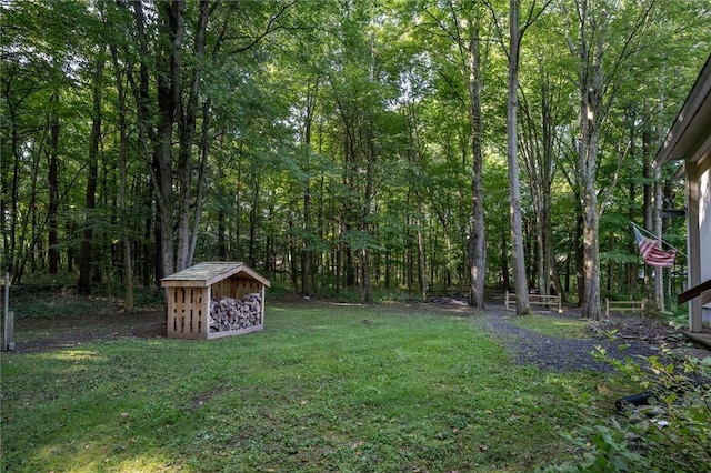 735 Howell Rd, Conquest, NY 13140 - view of green lawn featuring a view of trees and an outbuilding