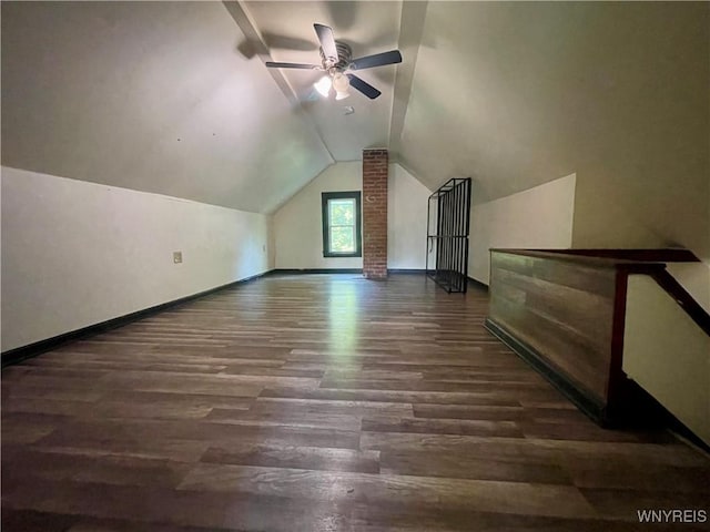 2010 Niagara St, Niagara Falls, NY 14303 - additional living space with wood finished floors, ceiling fan, and vaulted ceiling