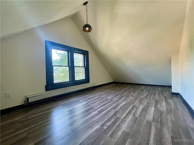 2010 Niagara St, Niagara Falls, NY 14303 - bonus room with a baseboard heating unit, lofted ceiling, and wood finished floors