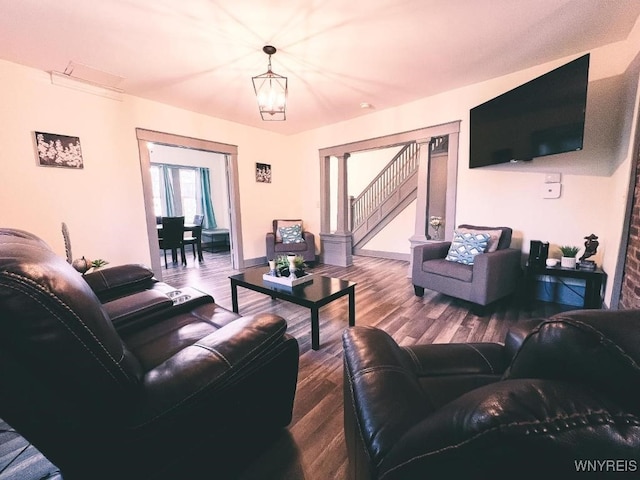 2218 Ferry Ave, Niagara Falls, NY 14301 - living room featuring stairway and wood finished floors