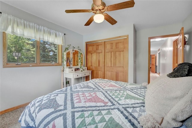 2328 Gowanda Zoar Rd, Collins, NY 14070 - carpeted bedroom featuring a closet and a ceiling fan