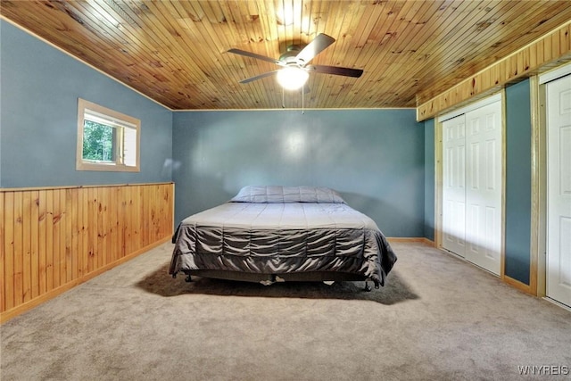 2328 Gowanda Zoar Rd, Collins, NY 14070 - bedroom featuring carpet, ceiling fan, and wood ceiling