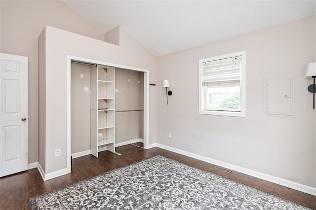 39 Castleford Rd, Greece, NY 14616 - bedroom featuring wood finished floors, vaulted ceiling, and a closet