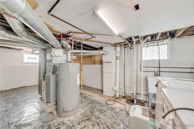 315 Westfield Rd N, Amherst, NY 14226 - basement featuring water heater, washer / dryer, and heating unit