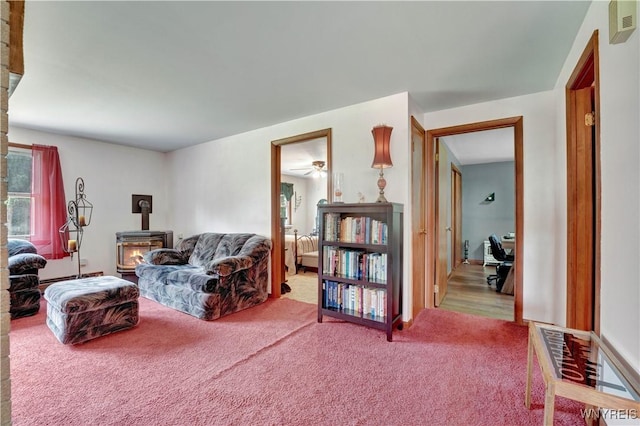 3738 Forks Rd, Yorkshire, NY 14134 - carpeted living room with a ceiling fan