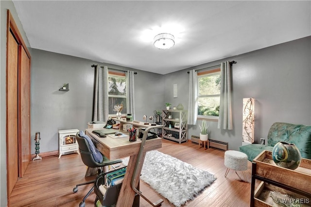 3738 Forks Rd, Yorkshire, NY 14134 - office space with a baseboard heating unit and light wood-style flooring