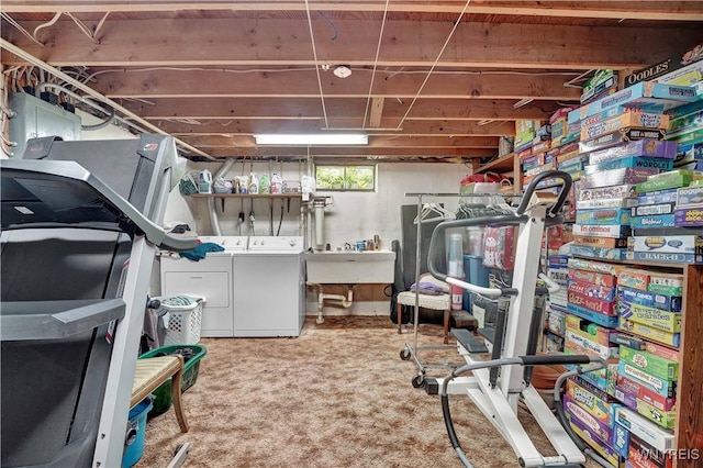 3738 Forks Rd, Yorkshire, NY 14134 - basement featuring washing machine and clothes dryer and carpet