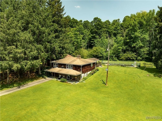 3738 Forks Rd, Yorkshire, NY 14134 - view from above of property with a heavily wooded area