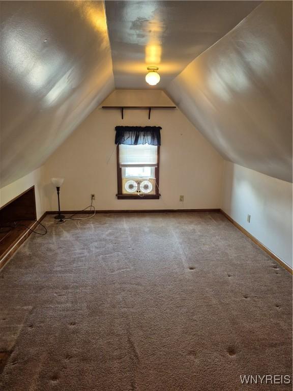 359 Utica St, Tonawanda-City, NY 14150 - additional living space featuring carpet flooring and vaulted ceiling