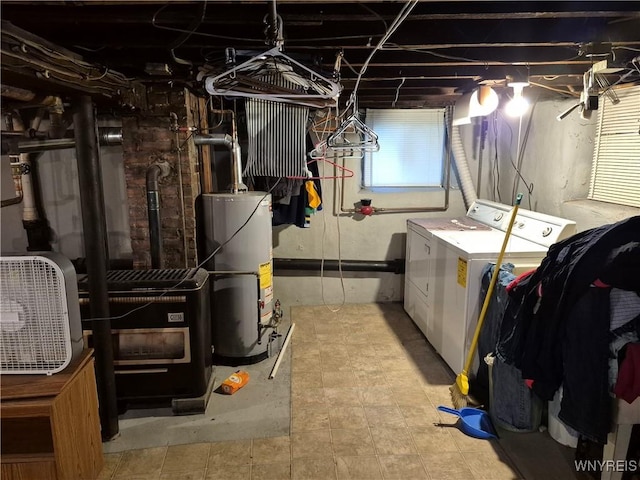 359 Utica St, Tonawanda-City, NY 14150 - below grade area with washing machine and clothes dryer and gas water heater