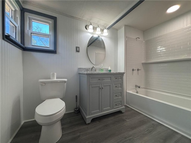 19 Pratt St, Sheffield Township, PA 16347 - full bathroom featuring wood finished floors, vanity, and bathtub / shower combination