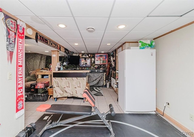 5458 Oxbow Rd, Cazenovia, NY 13035 - exercise room featuring a drop ceiling and recessed lighting