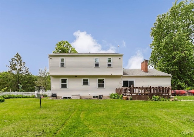 5458 Oxbow Rd, Cazenovia, NY 13035 - back of house featuring a deck and a chimney