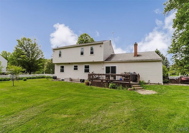5458 Oxbow Rd, Cazenovia, NY 13035 - rear view of house with a chimney and a deck