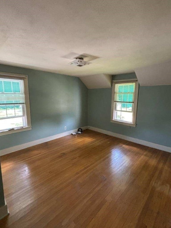119 Platt St, Erwin, NY 14870 - empty room featuring wood finished floors, lofted ceiling, and a textured ceiling