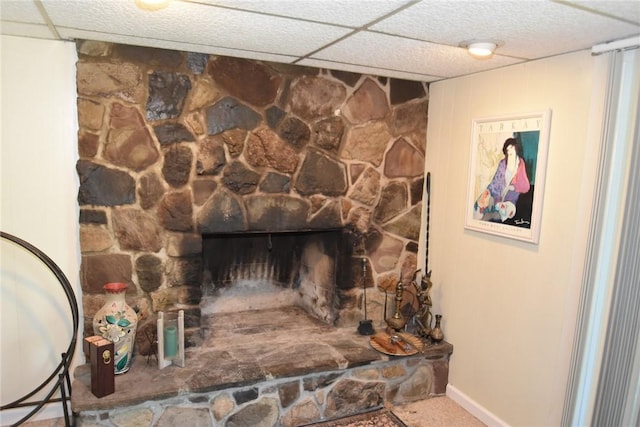 969 Erie Street Rd, Macedon, NY 14502 - detailed view of a stone fireplace and carpet flooring