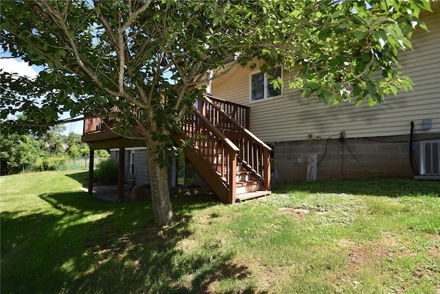 969 Erie Street Rd, Macedon, NY 14502 - view of grassy yard featuring stairway and a deck