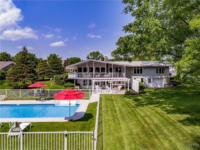 1664 S Ivy, Lysander, NY 13027 - back of house featuring a patio, a chimney, and a garage