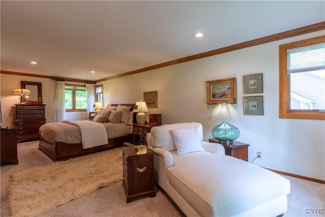 1664 S Ivy, Lysander, NY 13027 - bedroom with light carpet, ornamental molding, and recessed lighting