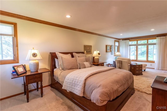 1664 S Ivy, Lysander, NY 13027 - bedroom with light colored carpet, ornamental molding, and recessed lighting