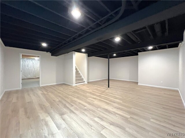 122 Winterbrook Dr, Amherst, NY 14228 - finished below grade area with wood finished floors and stairs