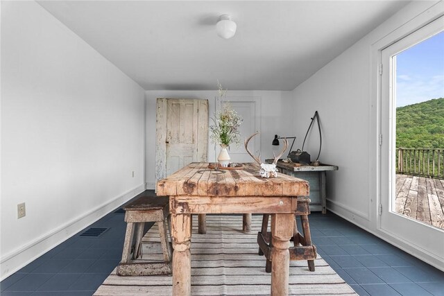 1870 Carey Rd, Franklin, NY 13775 - dining room with dark tile patterned flooring and baseboards