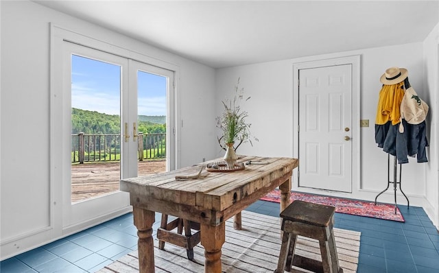 1870 Carey Rd, Franklin, NY 13775 - dining area with tile patterned floors and french doors