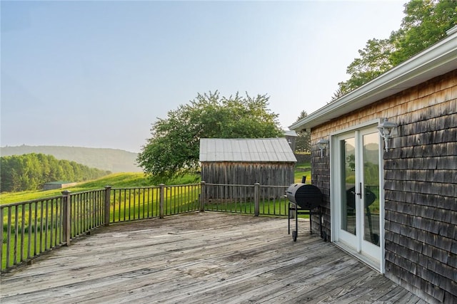 1870 Carey Rd, Franklin, NY 13775 - deck with a grill and a shed