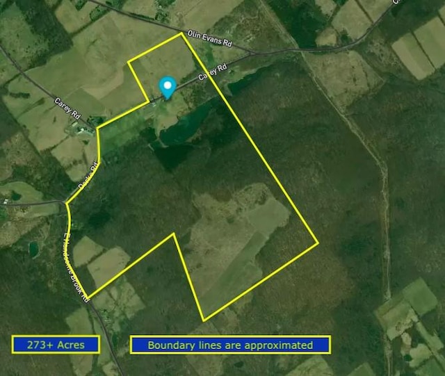 1870 Carey Rd, Franklin, NY 13775 - aerial view of property's location featuring property parcel outlined
