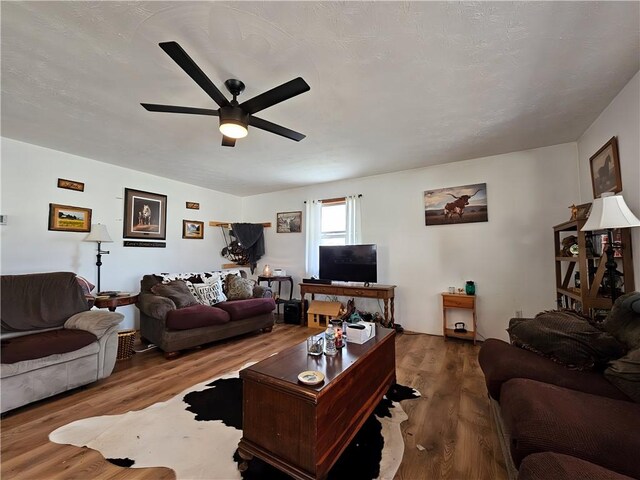 2313 Stickle Rd, Addison, NY 14801 - living room featuring a ceiling fan and wood finished floors