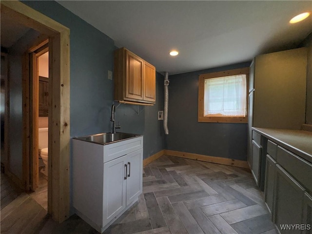 11052 S Lake Rd, Pavilion, NY 14525 - washroom with recessed lighting and cabinet space