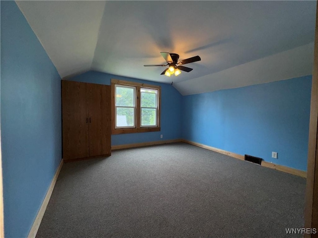 11052 S Lake Rd, Pavilion, NY 14525 - bonus room featuring vaulted ceiling, ceiling fan, and carpet