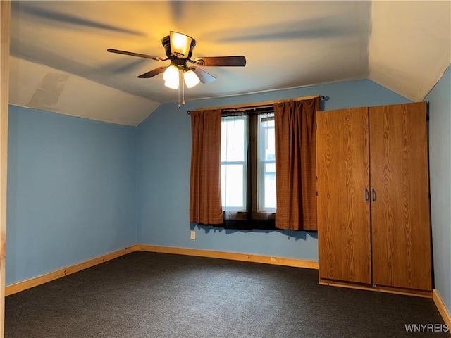 11052 S Lake Rd, Pavilion, NY 14525 - additional living space with lofted ceiling, ceiling fan, and carpet flooring