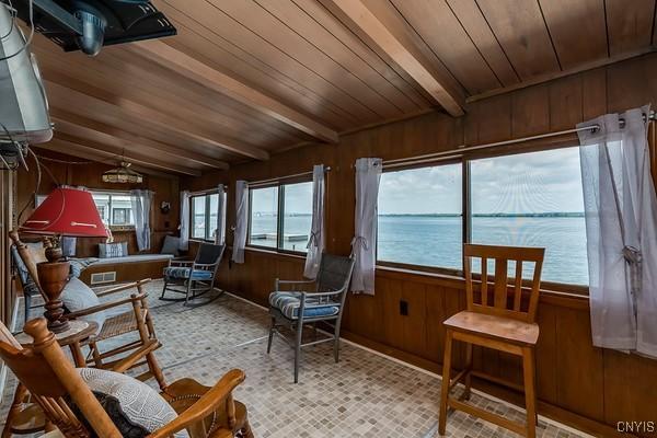 13 Mccabe Rd, Lisbon, NY 13669 - sunroom with a water view and beamed ceiling