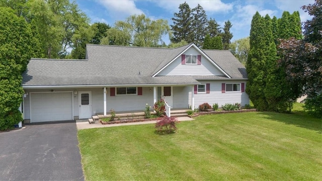 40 Colleen, Henrietta, NY 14534 - view of front facade featuring an attached garage, asphalt driveway, a porch, and a front yard
