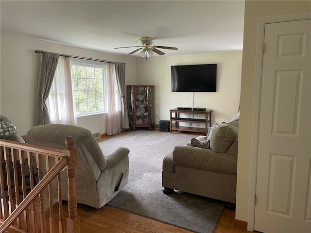 100 Huffer Rd, Parma, NY 14468 - living room with ceiling fan and wood finished floors