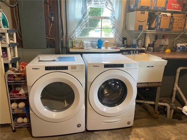 100 Huffer Rd, Parma, NY 14468 - washroom with electric panel and separate washer and dryer
