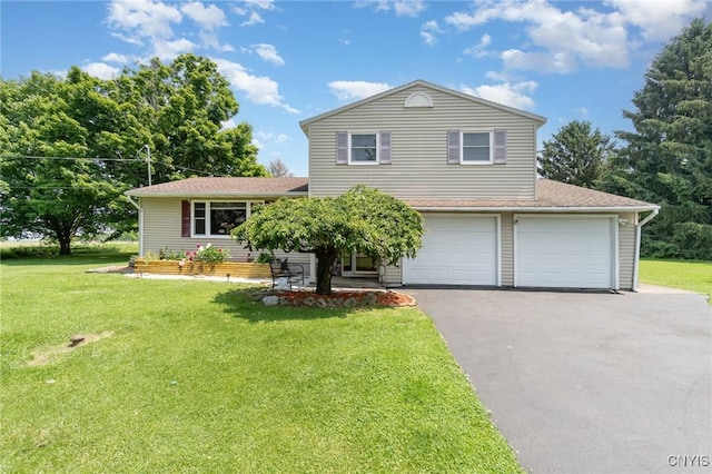 7042 Forbes Rd, Lenox, NY 13032 - split level home featuring driveway, a front lawn, a garage, and a shingled roof