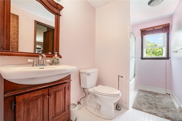 7042 Forbes Rd, Lenox, NY 13032 - bathroom with vanity, combined bath / shower with glass door, and tile patterned floors