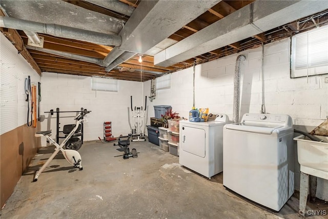 7042 Forbes Rd, Lenox, NY 13032 - unfinished basement featuring washing machine and dryer and concrete block wall