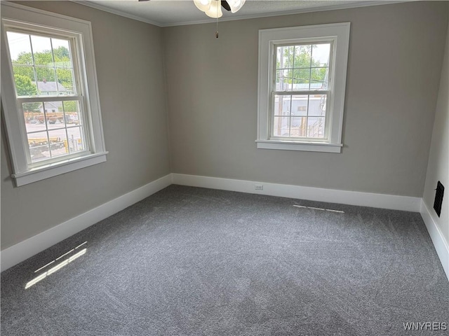 17 Orchard Ave, Evans, NY 14006 - unfurnished room featuring ornamental molding, plenty of natural light, carpet floors, and ceiling fan