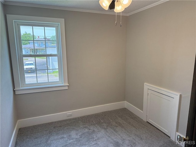 17 Orchard Ave, Evans, NY 14006 - spare room with carpet, ornamental molding, and a ceiling fan