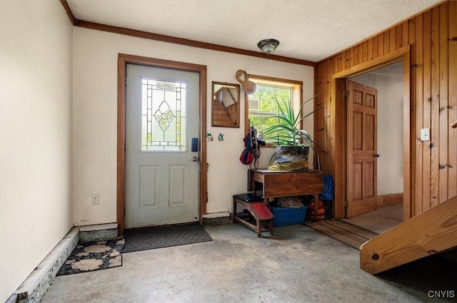 10066 Point Rock Rd, Lee, NY 13440 - foyer with concrete floors and wooden walls